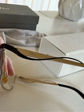 Dior Women's Black and Gold Glasses